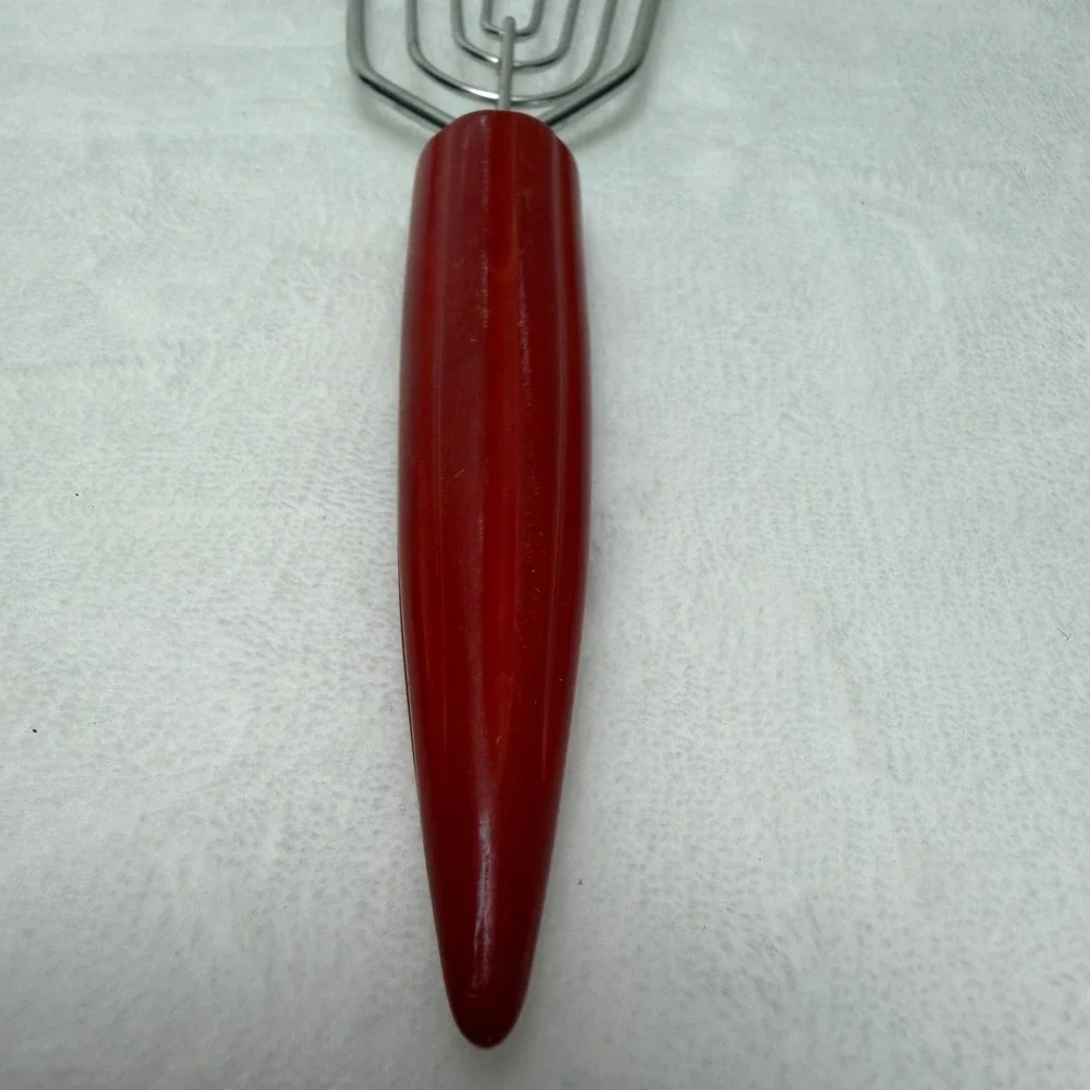 VTG Red Bakelite Handle Potato Masher Stainless Steel Retro MCM‎ Farmhouse